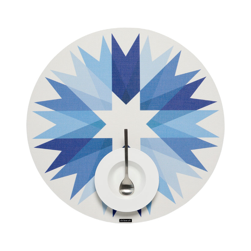 Chilewich -Ribbon Printed Round Tablemat - Frost