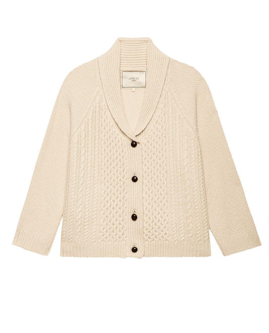 The Cashmere Cable Lodge Cardigan - Cream