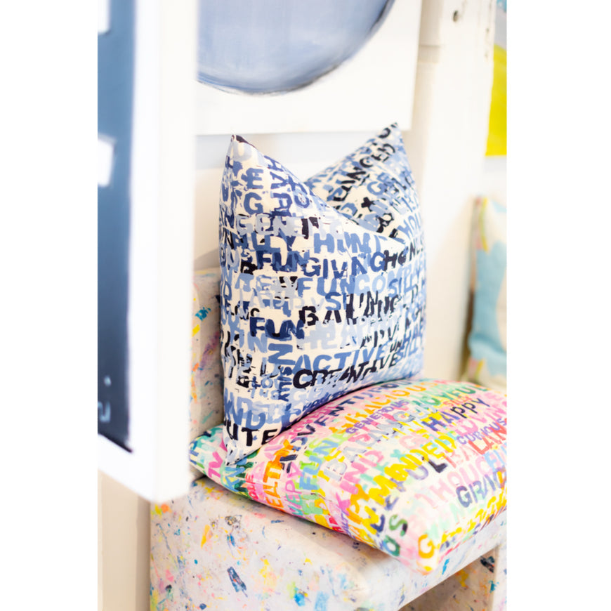 Word of the Day Pillow - Blue - 22"x22"