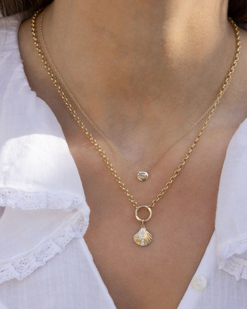 14k Yellow Gold Oval Diamond Necklace