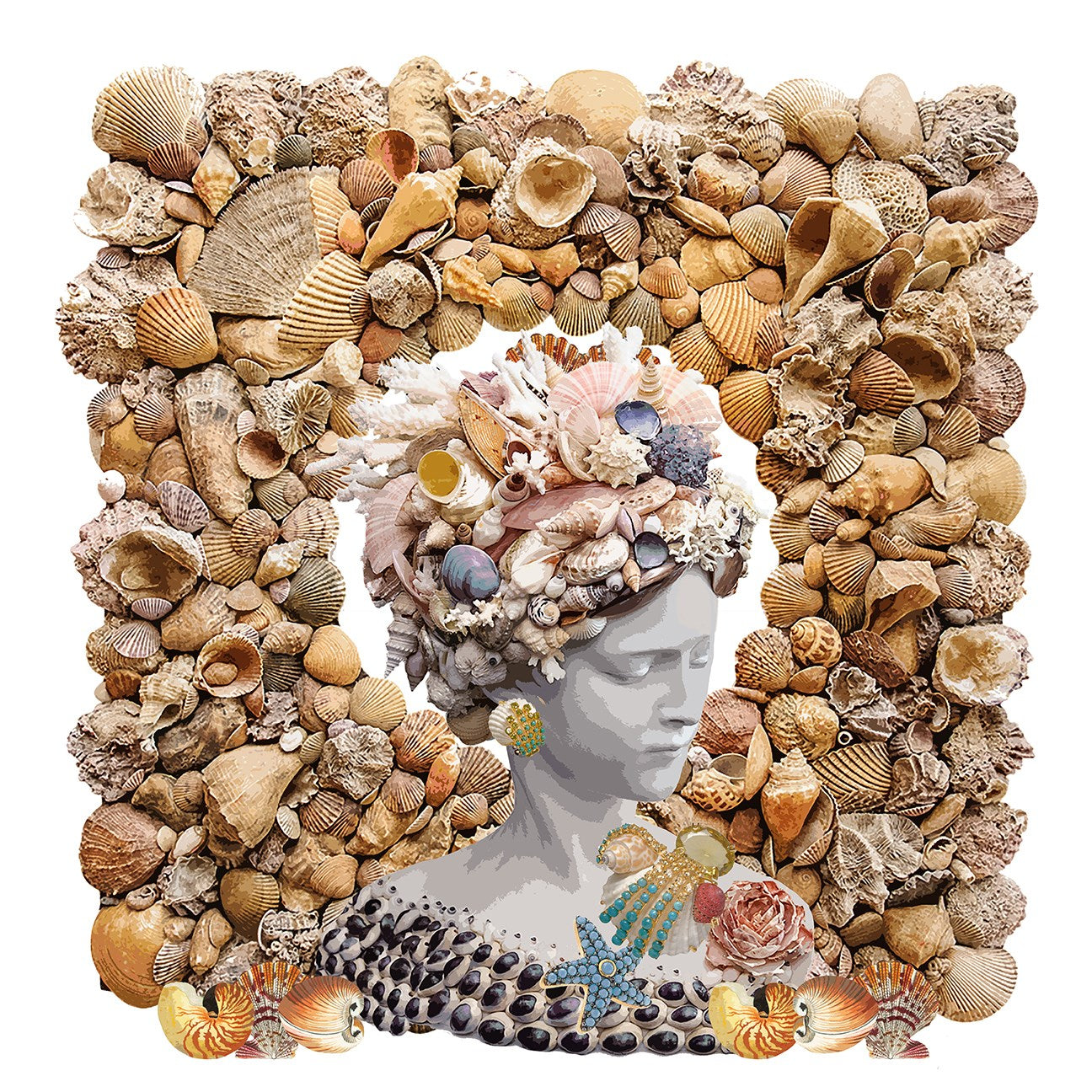 Acrylic Tray - Shell Grotto - White - 18" x18"