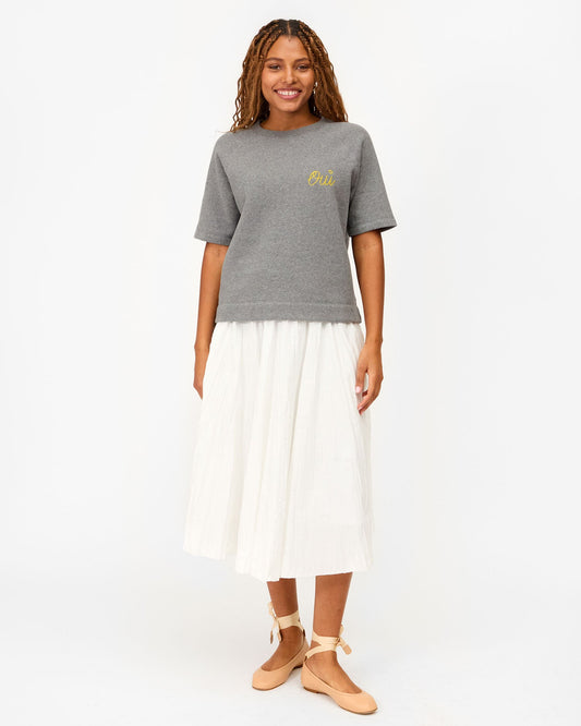 Short Sleeve Sweatshirt - Oui - Grey Melange