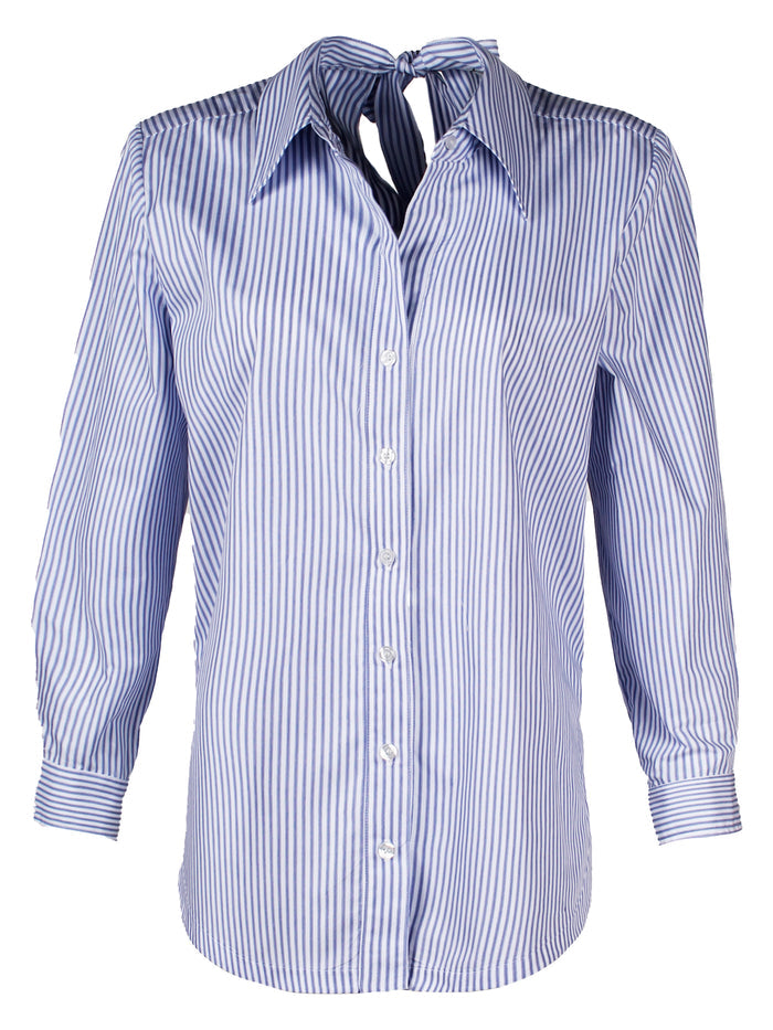 Sylvie Tie Back Shirt White/Blue Stripe