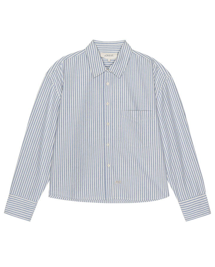 The Cropped Oxford Shirt - Soft Blue Stripe