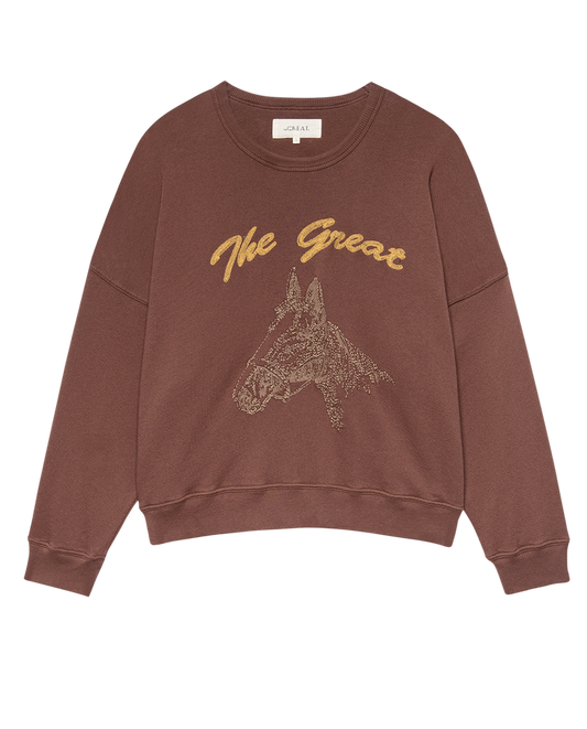 The Teammate Sweatshirt w/Horse Embroidery - Umber