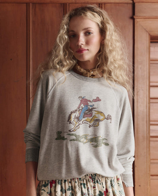 The College Sweatshirt with Rider Graphic - Soft Heather Grey