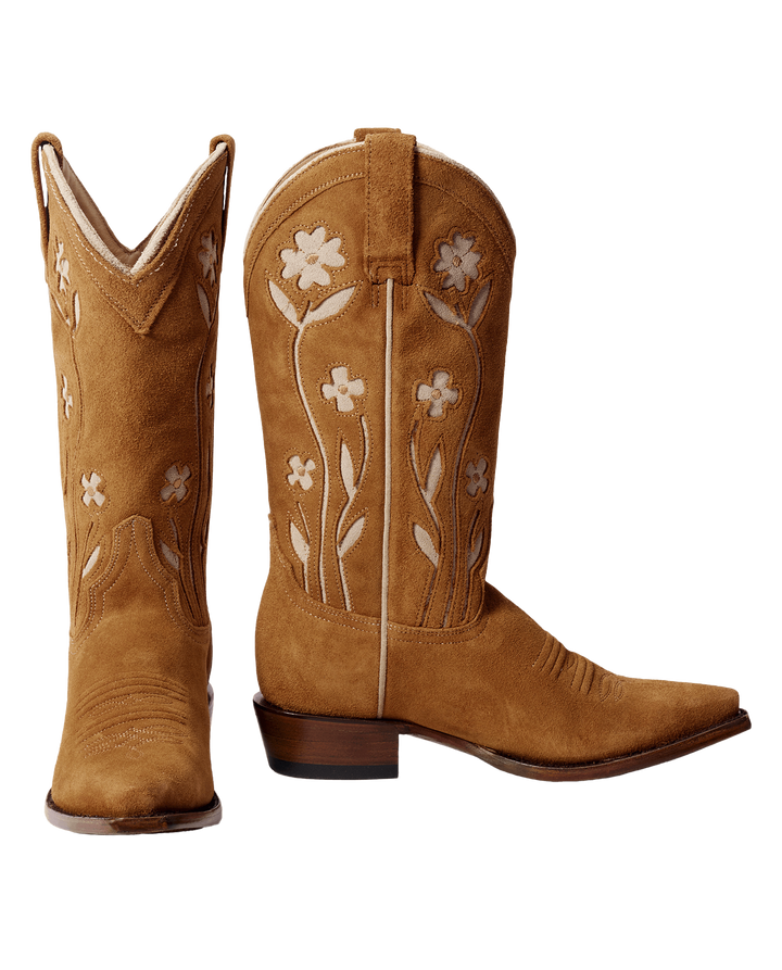 The Cowboy Boot - Tan Floral