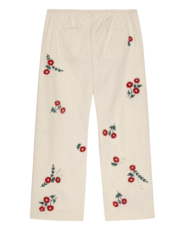 The Easy Pant - Natural With Field Floral Embroidery