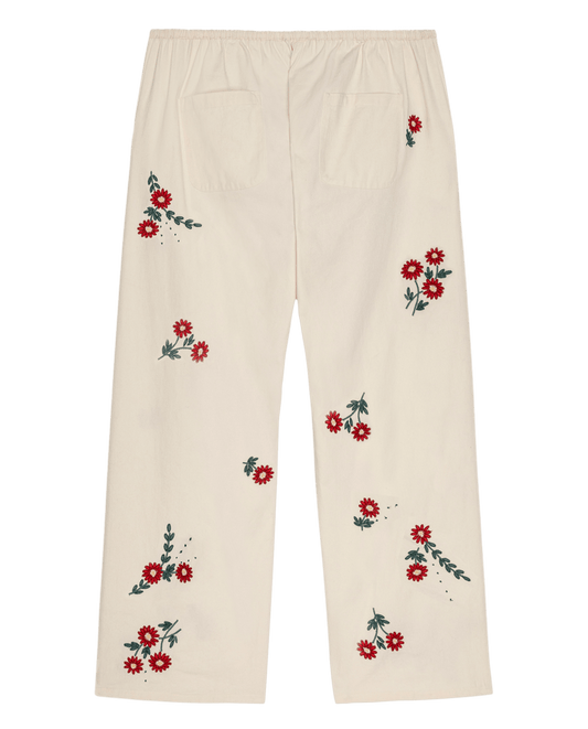 The Easy Pant - Natural With Field Floral Embroidery
