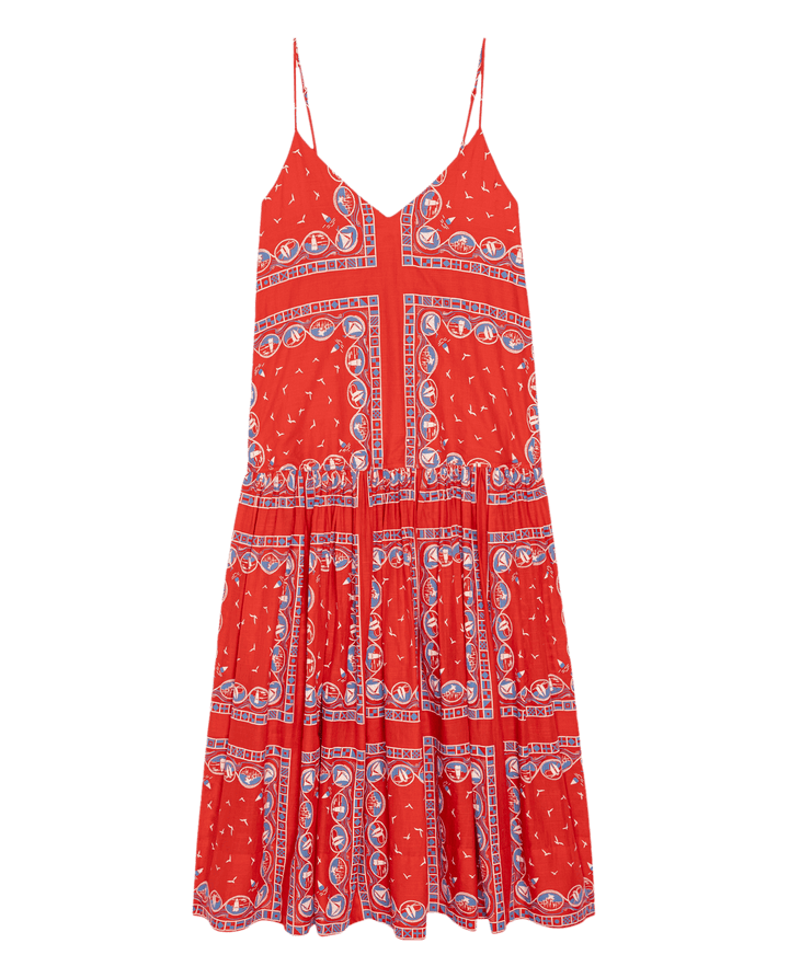 The Drop Waist Dress - Red Sailboat Bandana