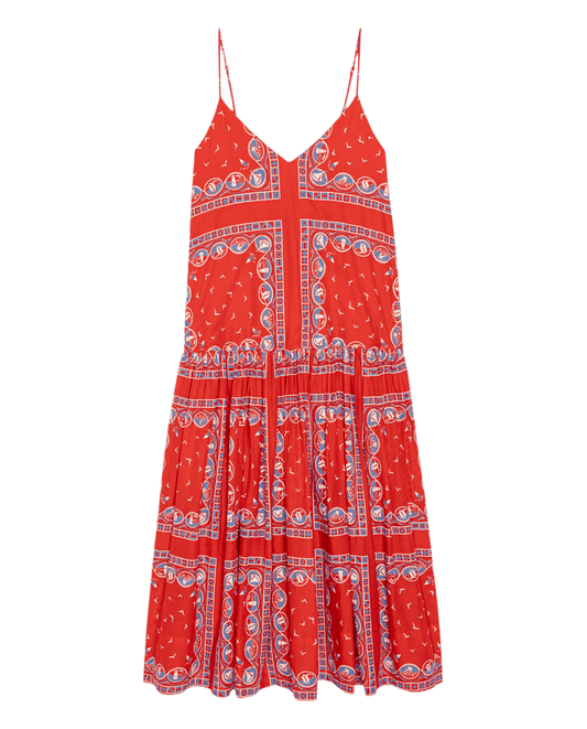 The Drop Waist Dress - Red Sailboat Bandana