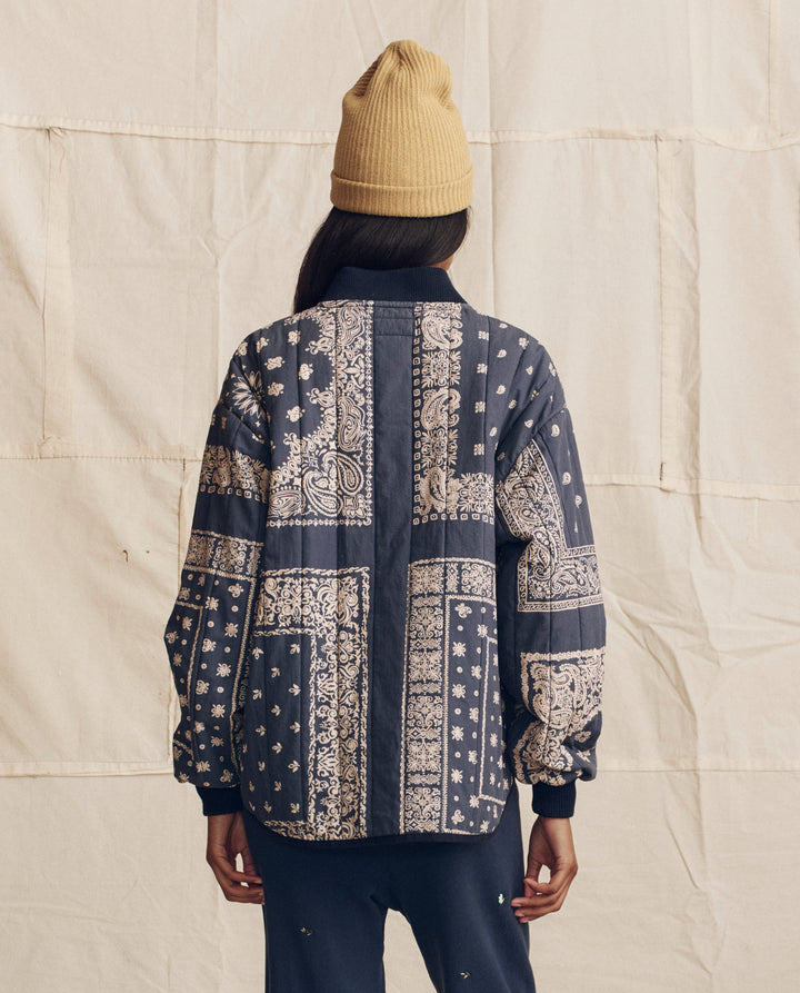 The Quilted Bomber - Navy Bandana Print