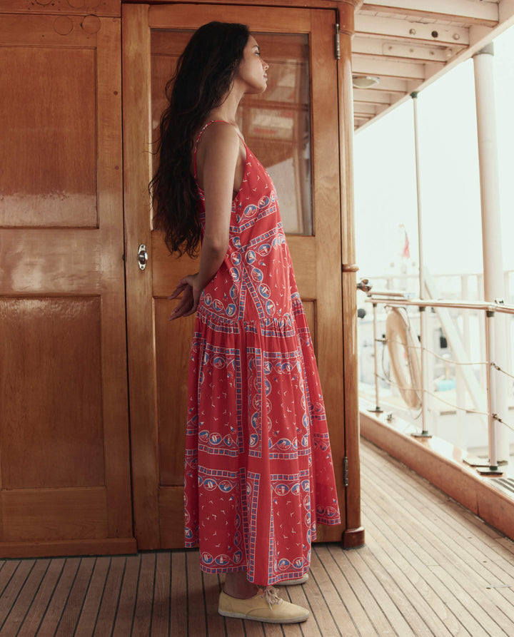 The Drop Waist Dress - Red Sailboat Bandana