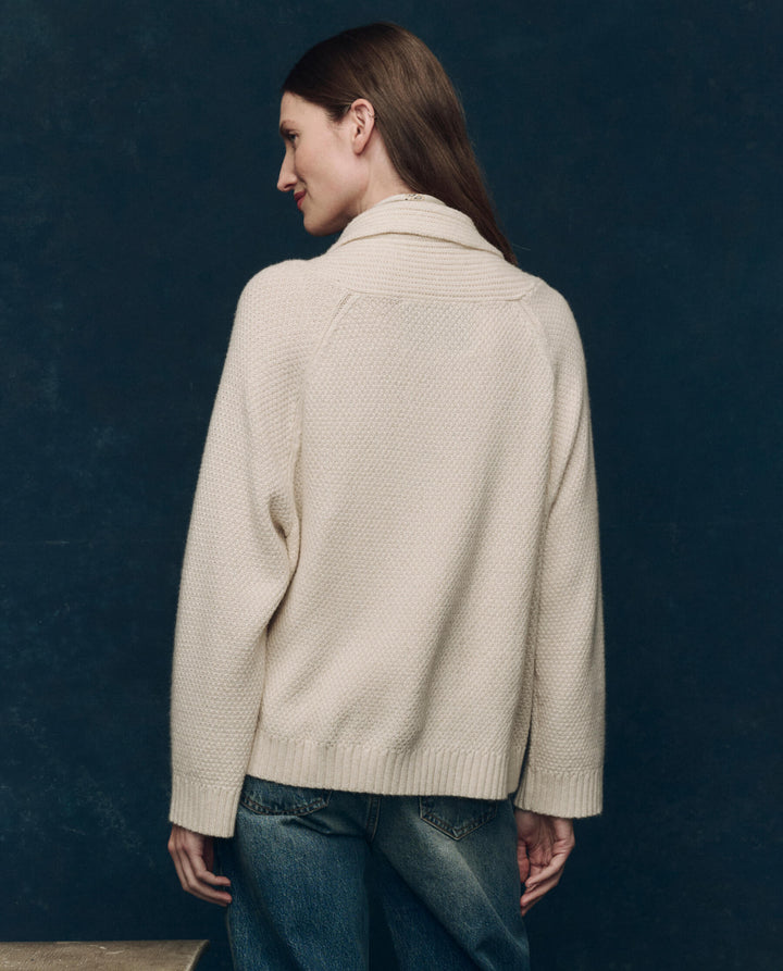 The Cashmere Cable Lodge Cardigan - Cream