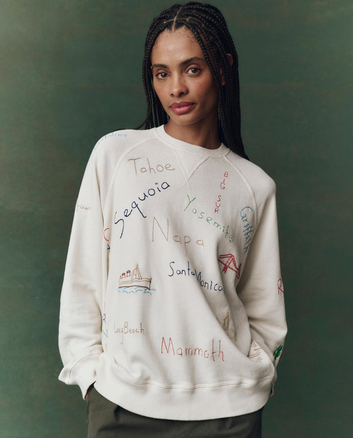 The Slouch Sweatshirt w/Golden State Embroidery - White Washed