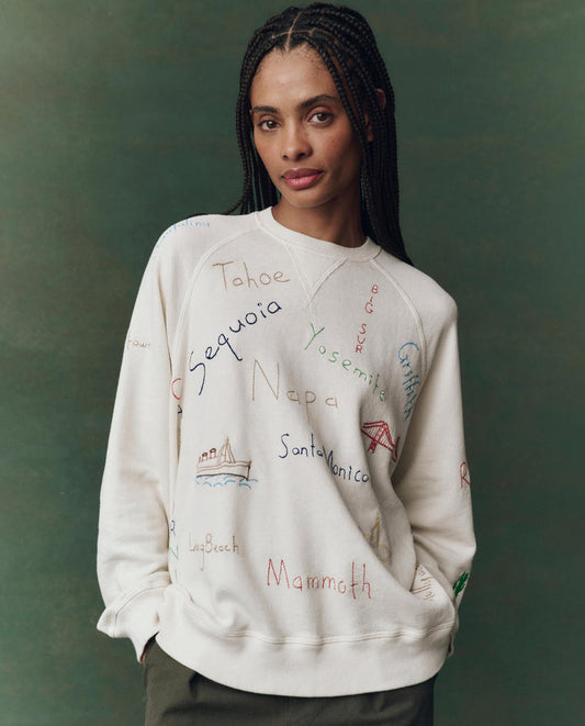 The Slouch Sweatshirt w/Golden State Embroidery - White Washed