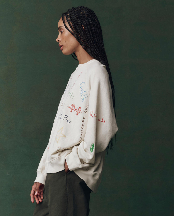 The Slouch Sweatshirt w/Golden State Embroidery - White Washed