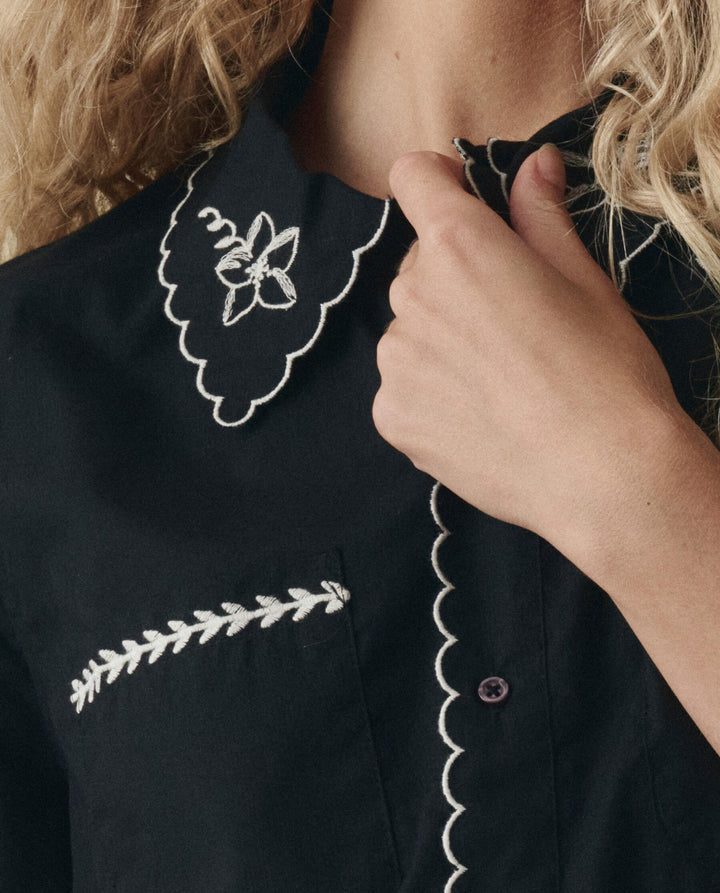 The Bowling Shirt with Hanky Embroidery - Black
