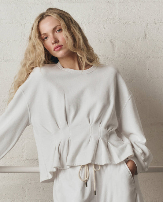The Slouchy Corset Sweatshirt - True White