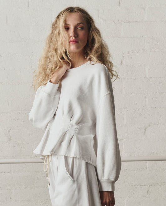The Slouchy Corset Sweatshirt - True White