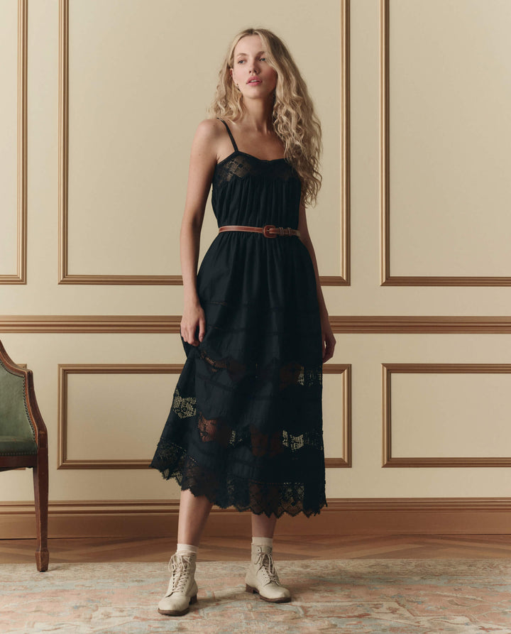 The Rosette Crochet Dress - Black