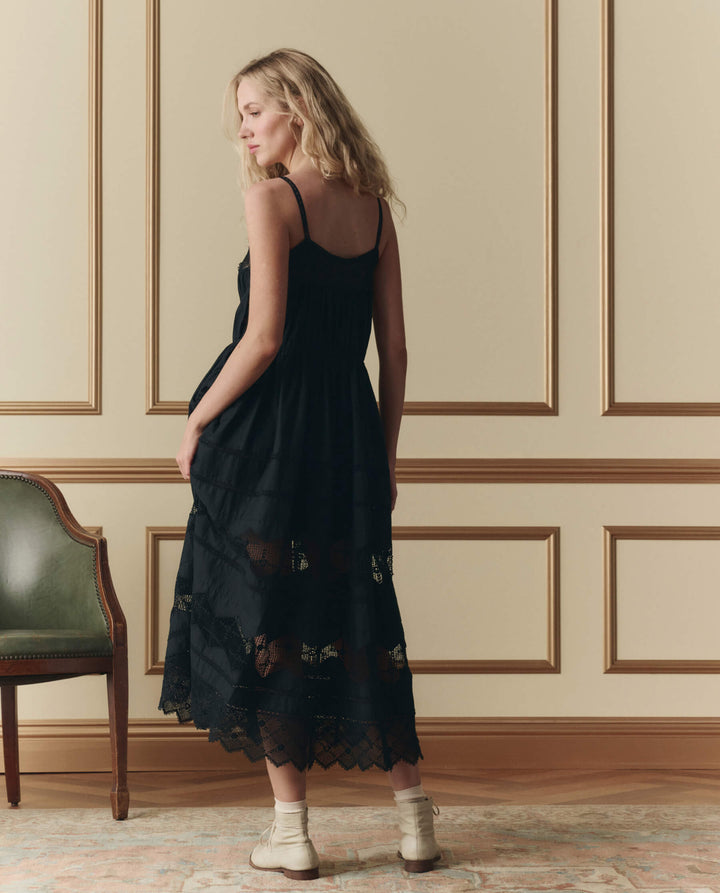 The Rosette Crochet Dress - Black
