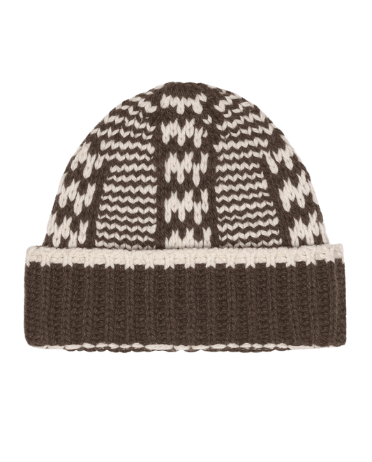 The Chalet Beanie -  Walnut & Cream
