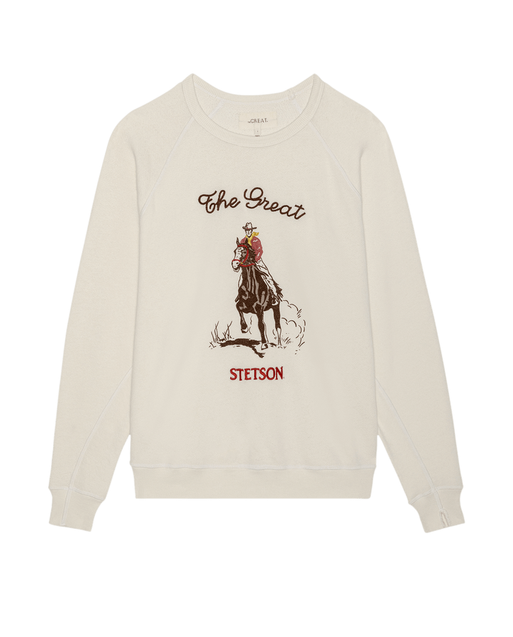 The College Sweatshirt with Stetson Graphic - White Washed