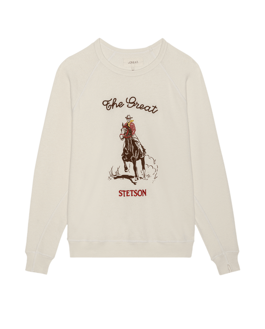 The College Sweatshirt with Stetson Graphic - White Washed