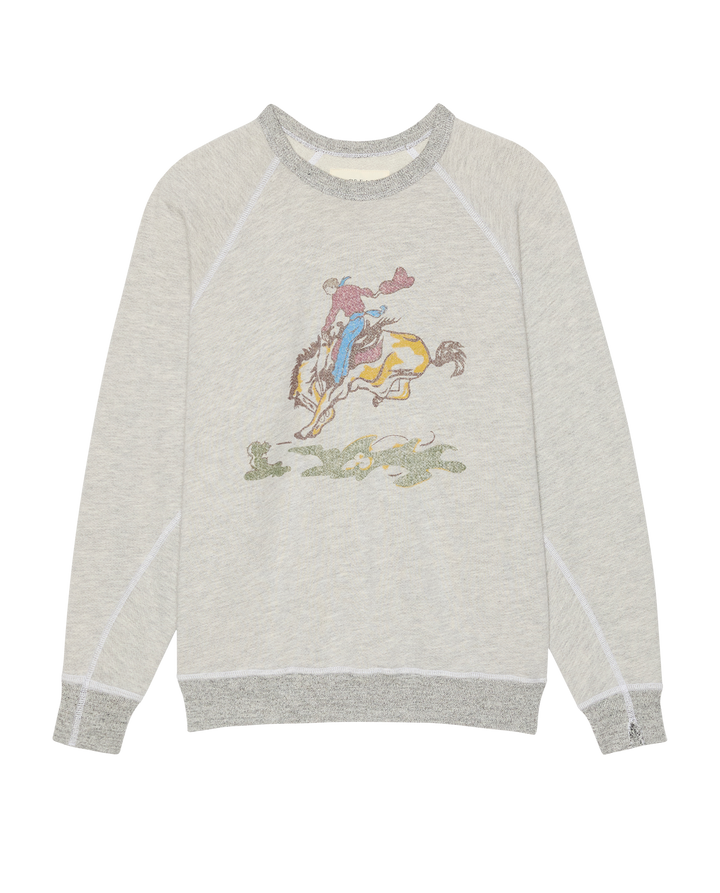 The College Sweatshirt with Rider Graphic - Soft Heather Grey