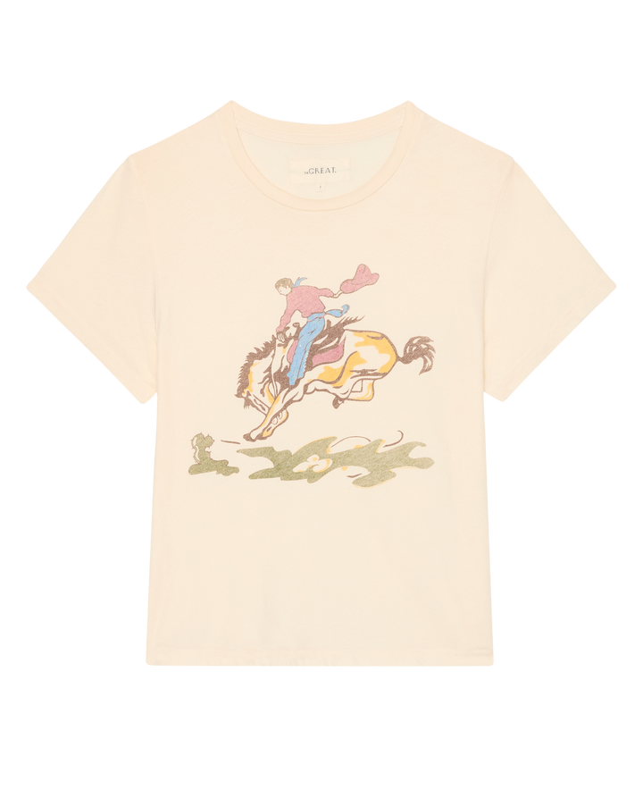 The Little Tee with Rider Graphic - Washed White
