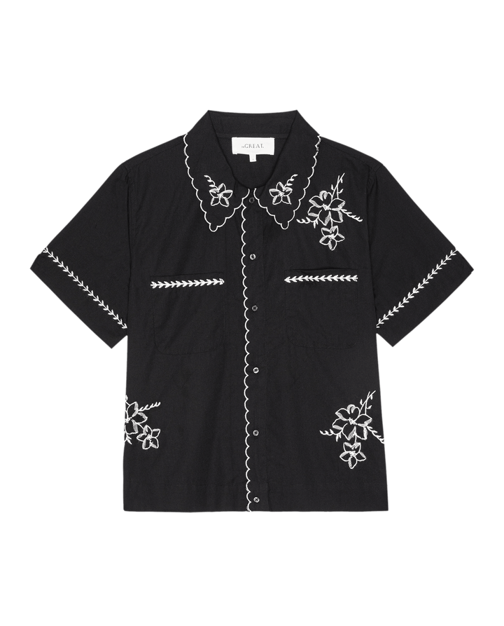 The Bowling Shirt with Hanky Embroidery - Black
