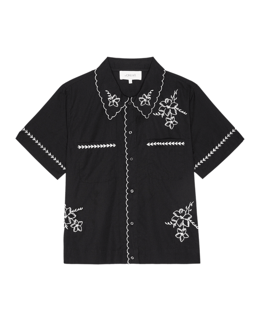 The Bowling Shirt with Hanky Embroidery - Black