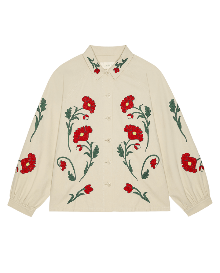 The Western Embroidered Commodore Jacket - Cream