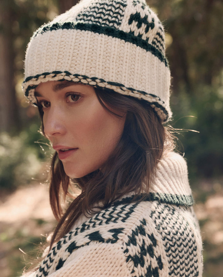The Chalet Beanie -  Cream/Forest