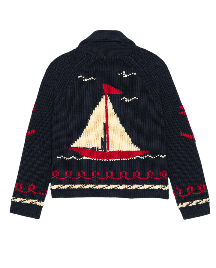 The Sailboat Lodge Cardigan - Dark Navy