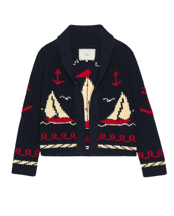 The Sailboat Lodge Cardigan - Dark Navy