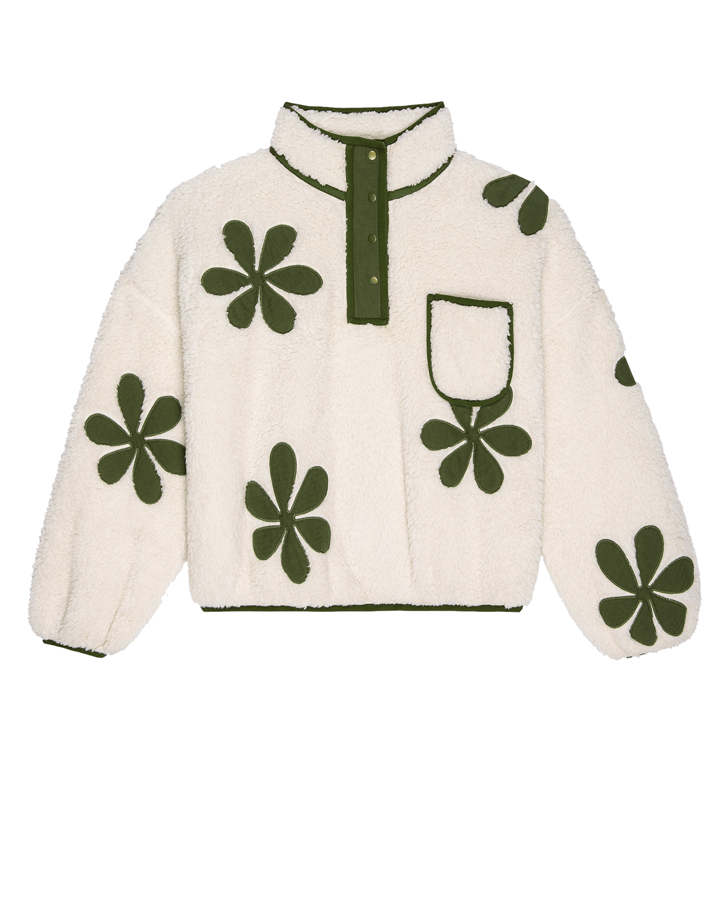 Patch Pocket Countryside Pullover with Daisy Applique