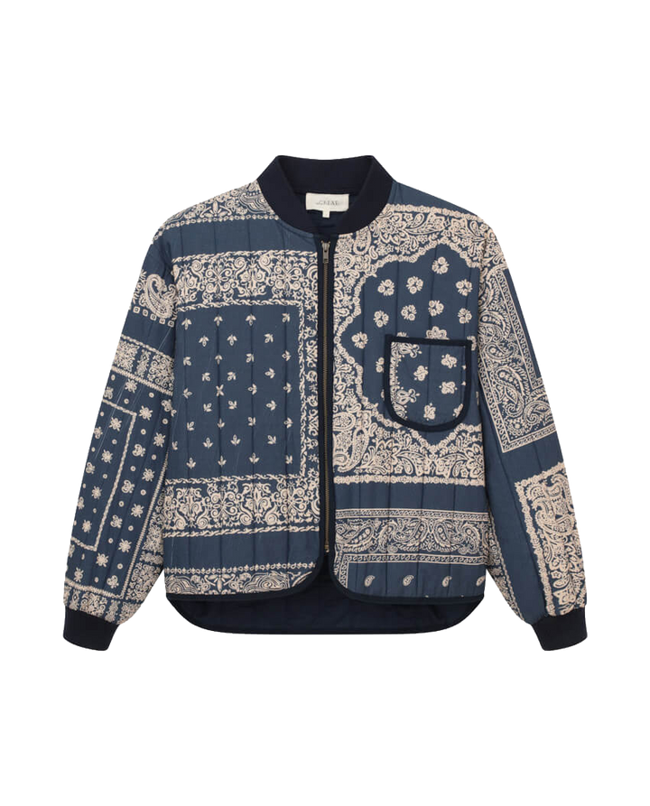 The Quilted Bomber - Navy Bandana Print