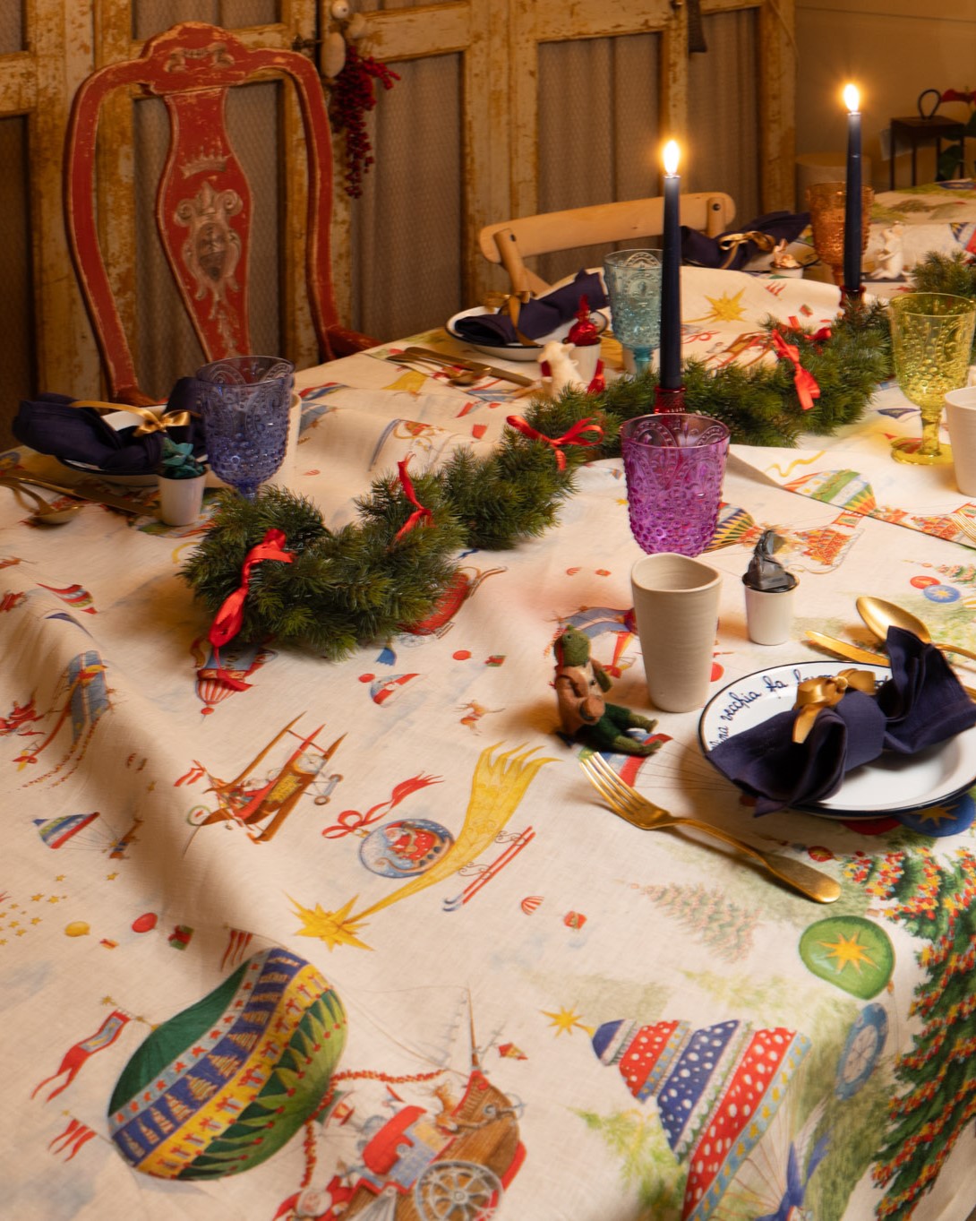 Air Christmas Linen Tablecloth