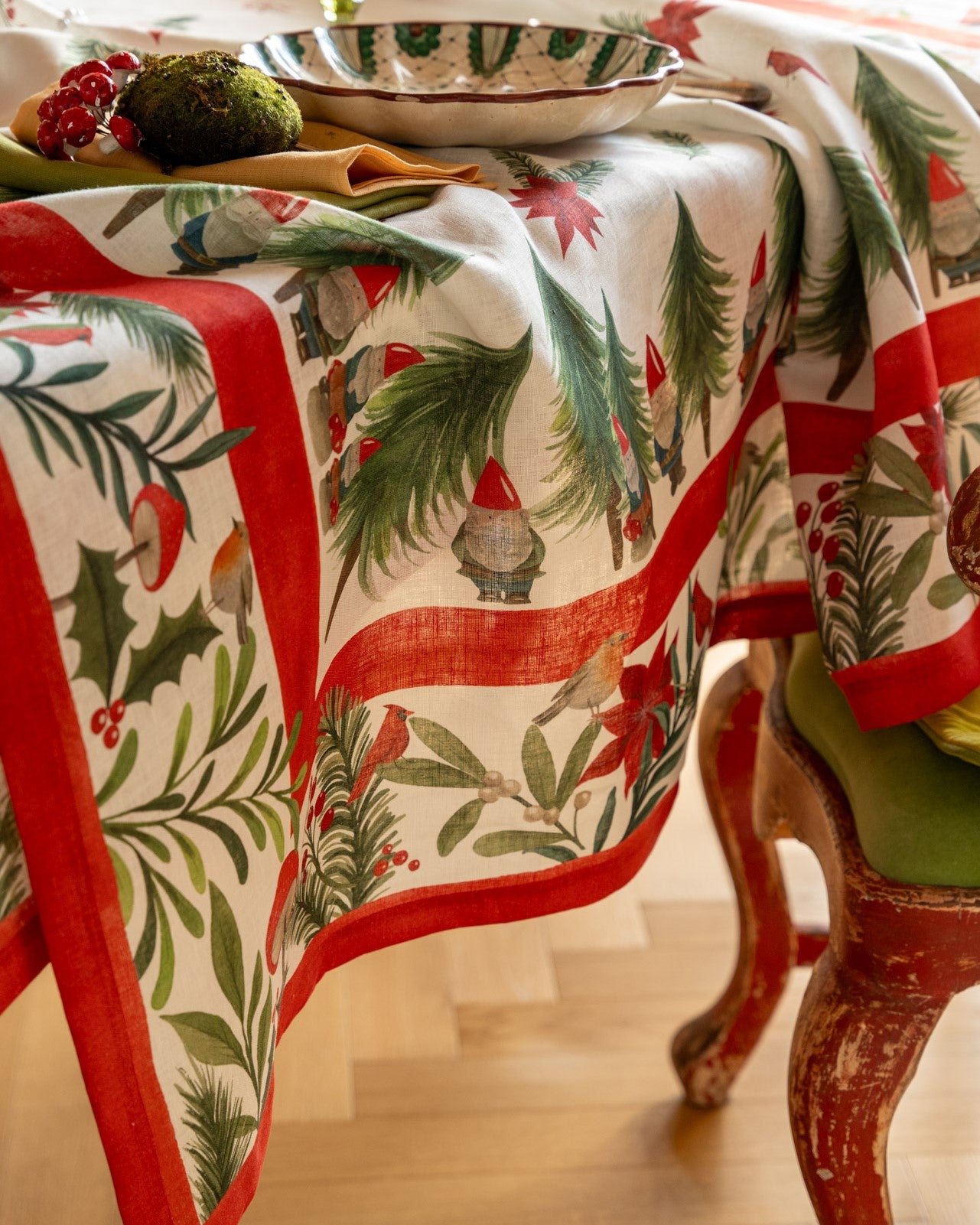 Jolly Elf Linen Tablecloth