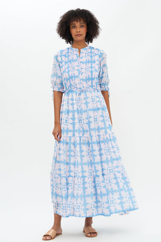 Cinched Pintuck Maxi Dress - Tigerlily in Sky