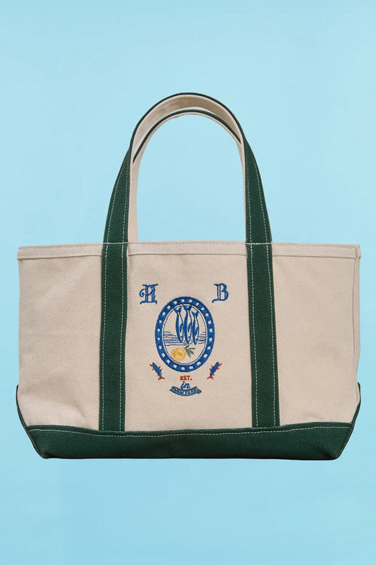 Canvas Tote - Medium - Natural/Green