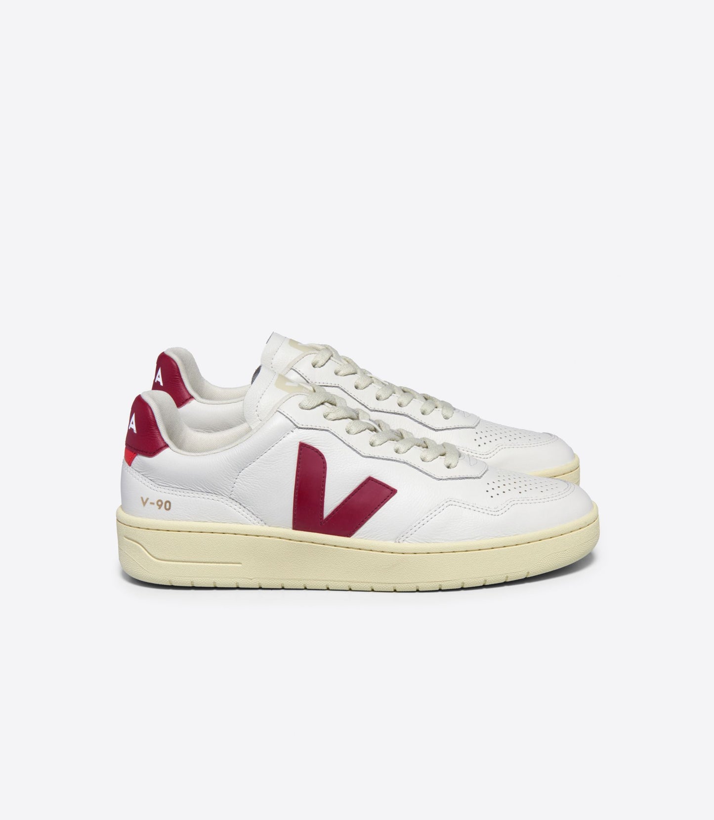 V-90 Leather Sneaker - White/Marsala