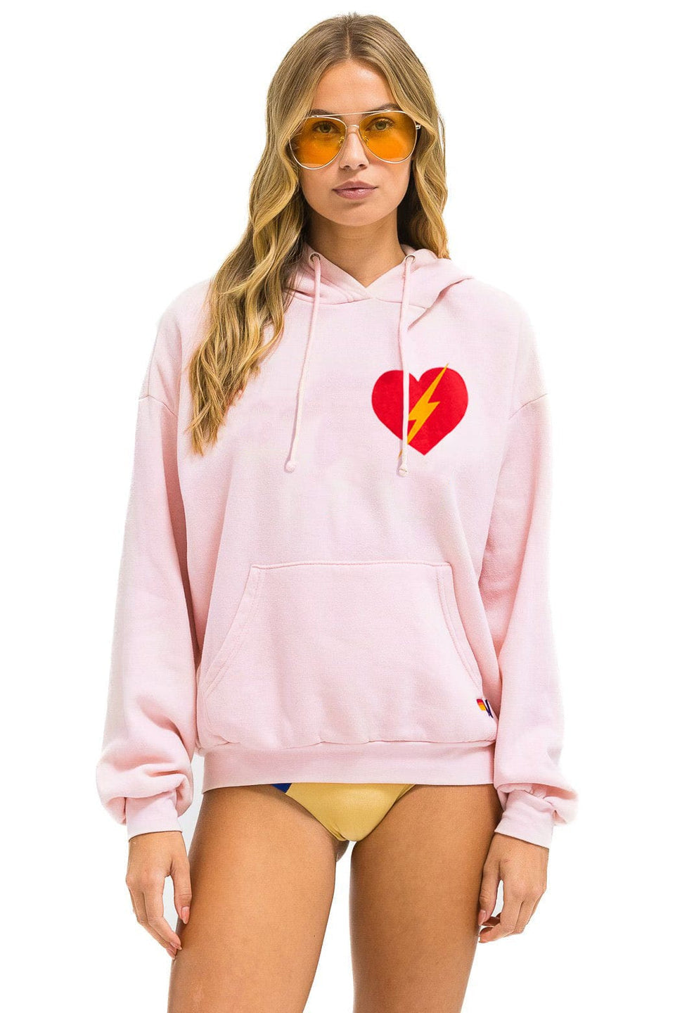 Bolt Heart Pullover Hoodie - Pink