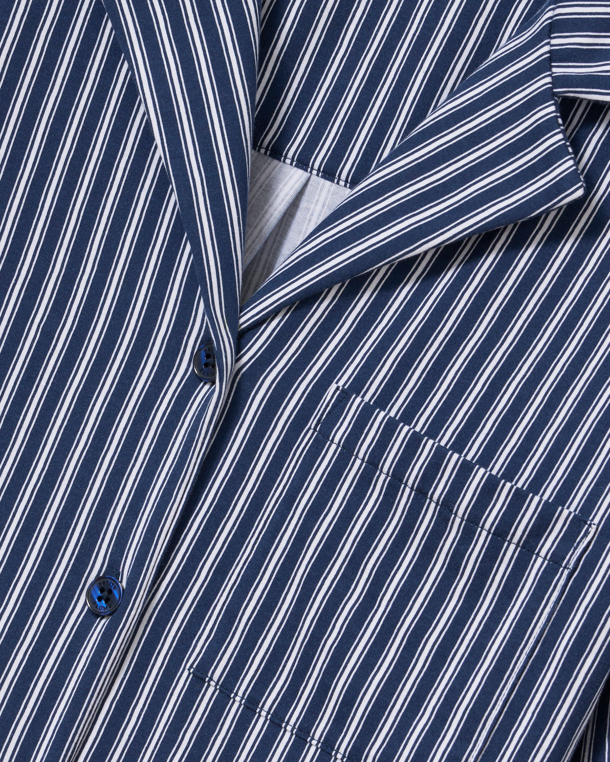 The Olivia Wide Leg Pima Pajama Set - Admiral Ticking Navy