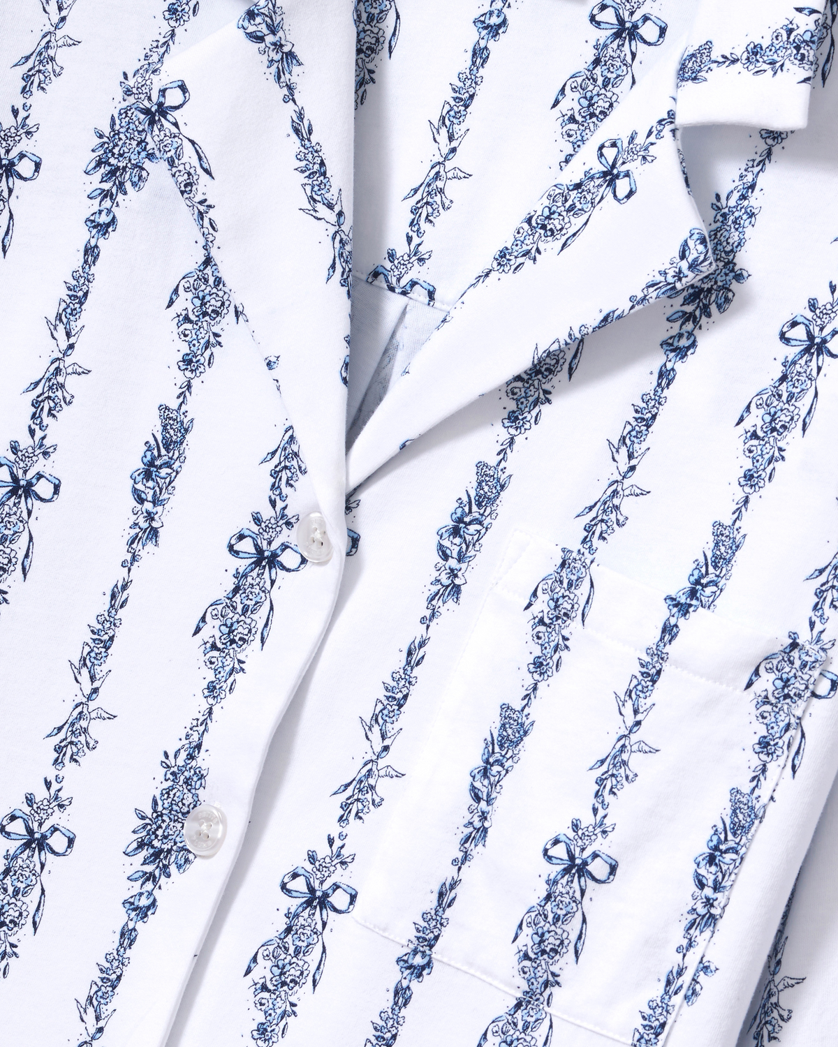 The Olivia Wide Leg Pima Pajama Set - Navy Mayfair Toile