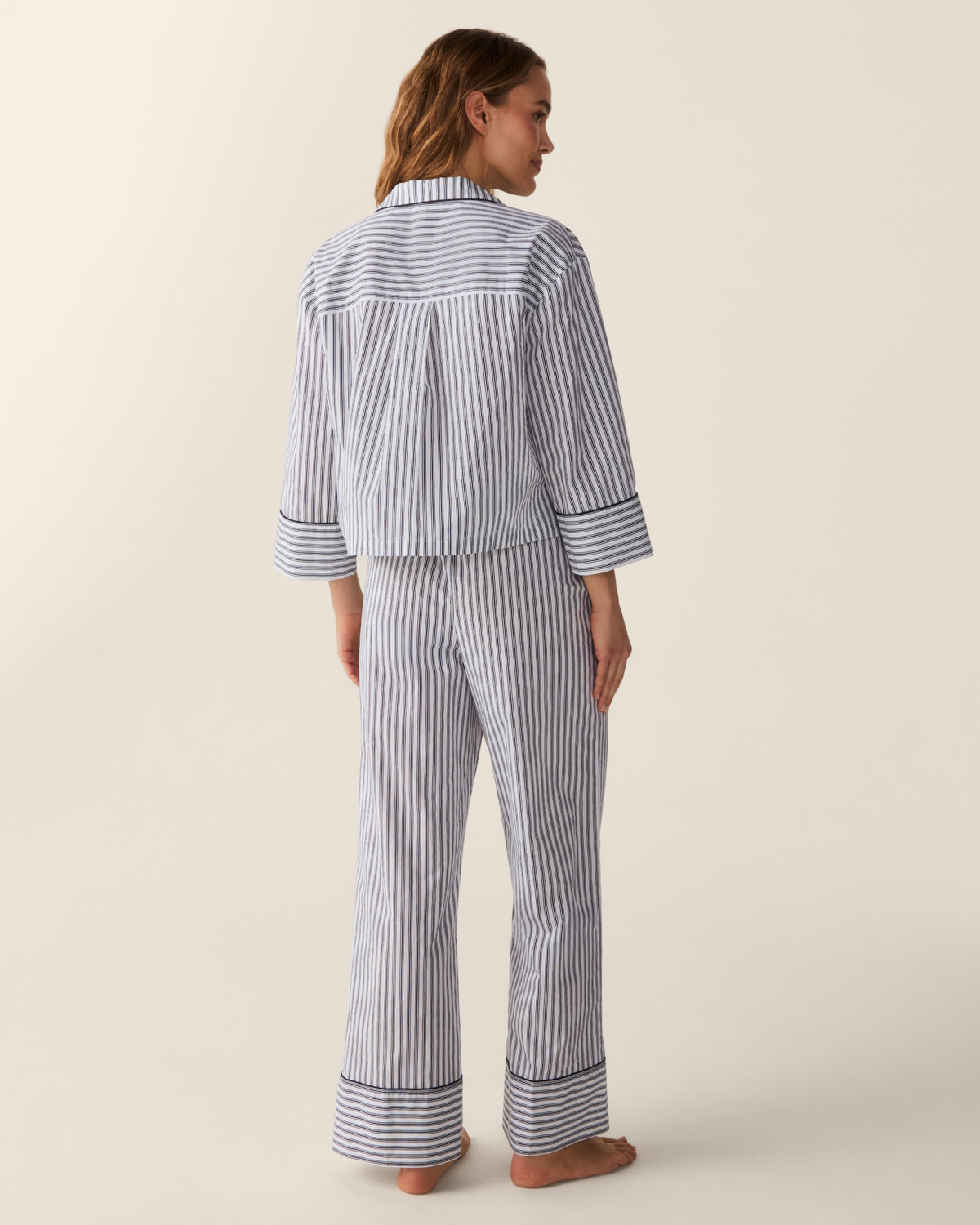 Celine Poplin Pajama Set - Navy French Ticking