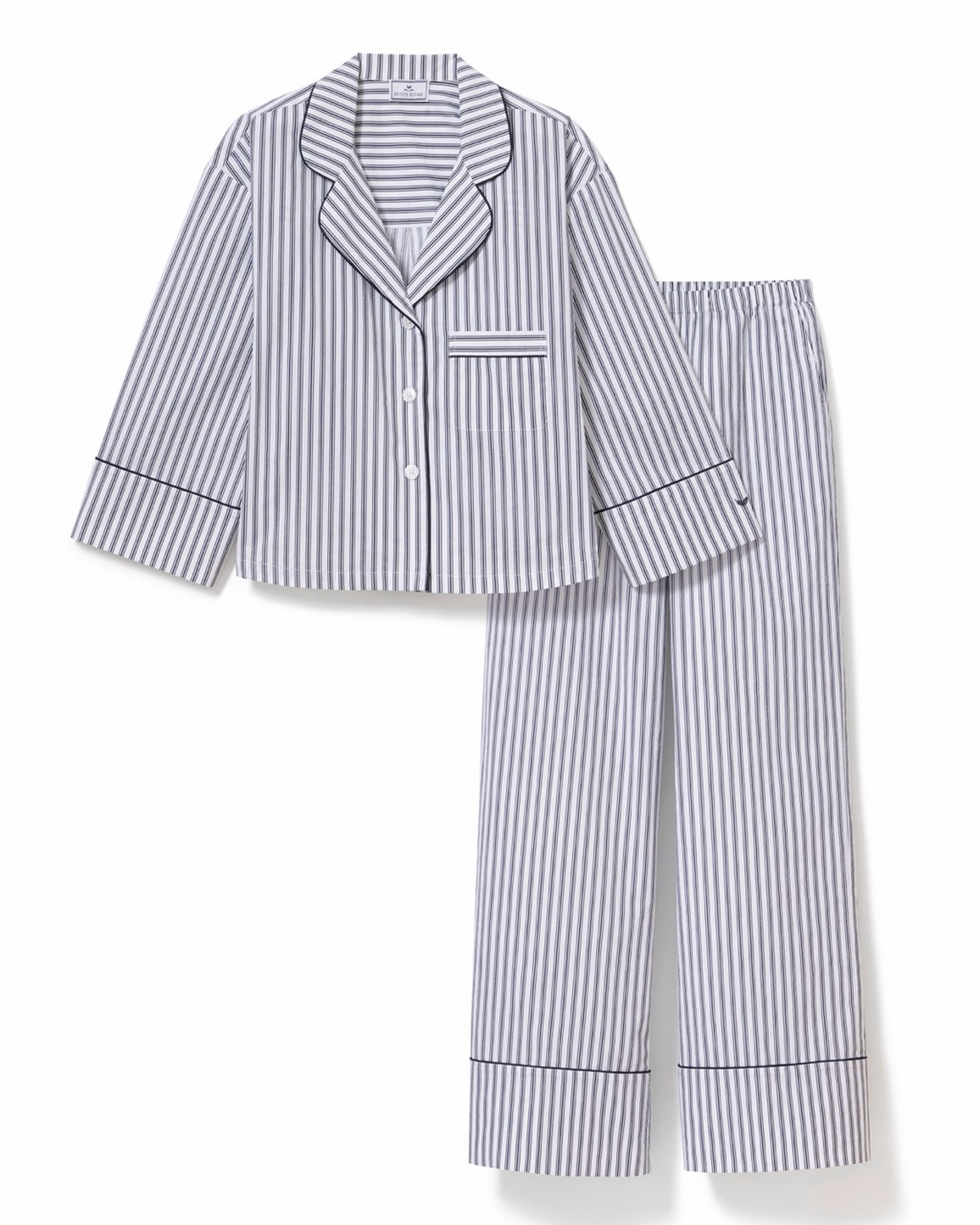 Celine Poplin Pajama Set - Navy French Ticking