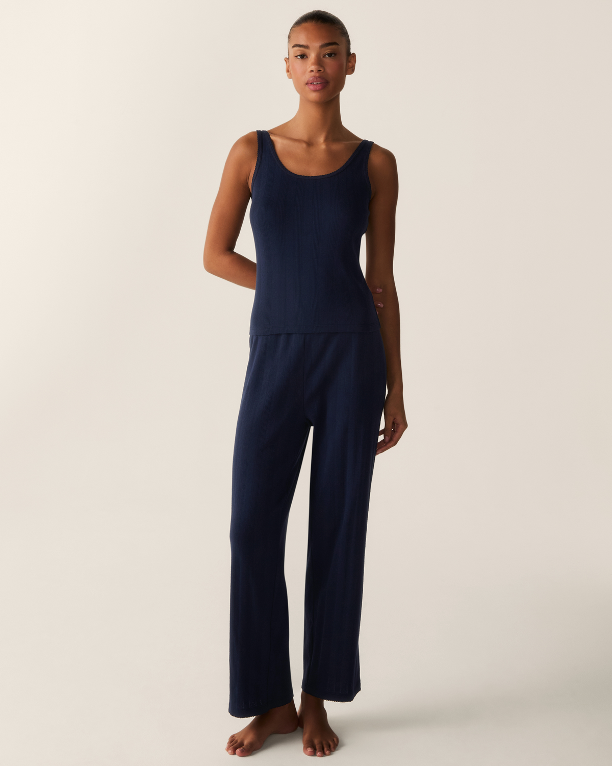 Pointelle Tank - Navy